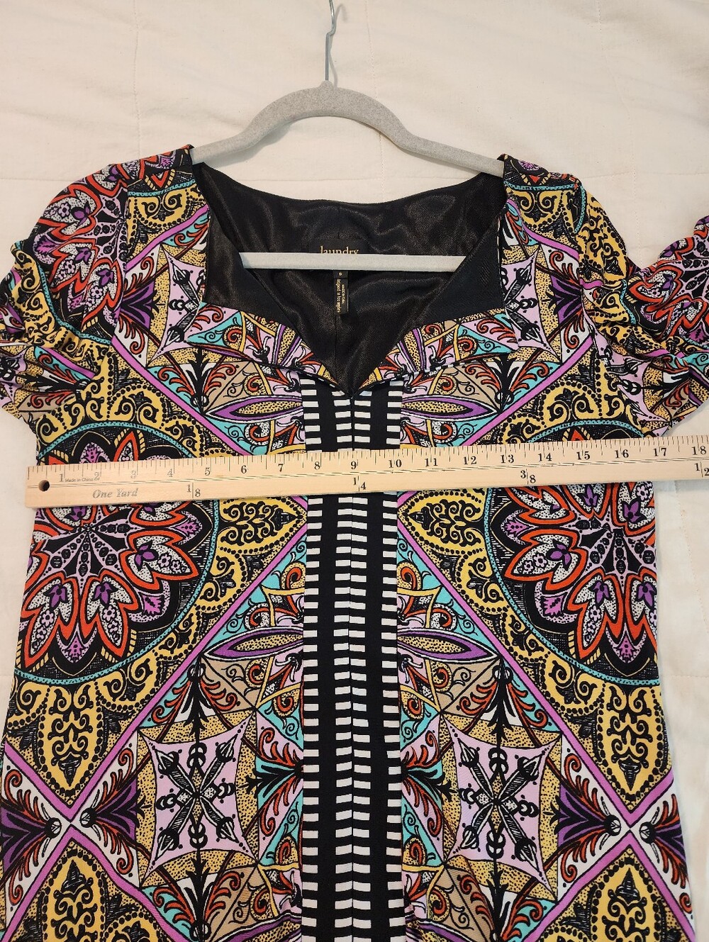 Laundry By Shelli Segal Black-Trim Multicolor Medallion Print Dress Sz 6 Bold - Picture 9 of 13